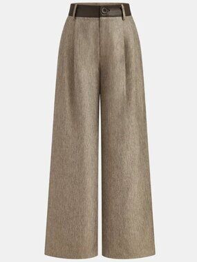 Commense Faux Leather Panel Wide-Leg Pants Size Large